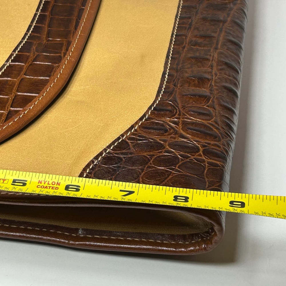 Vintage Brahmin Crossbody Bag Clutch Made in USA Tan Brown Croc Embossed Leather - Picture 16 of 16